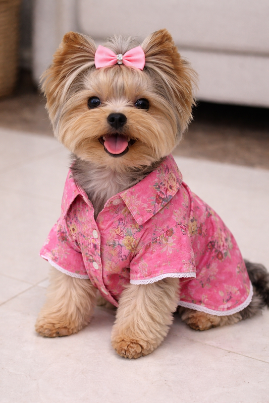 Pink flower themed shirt for cat and dog