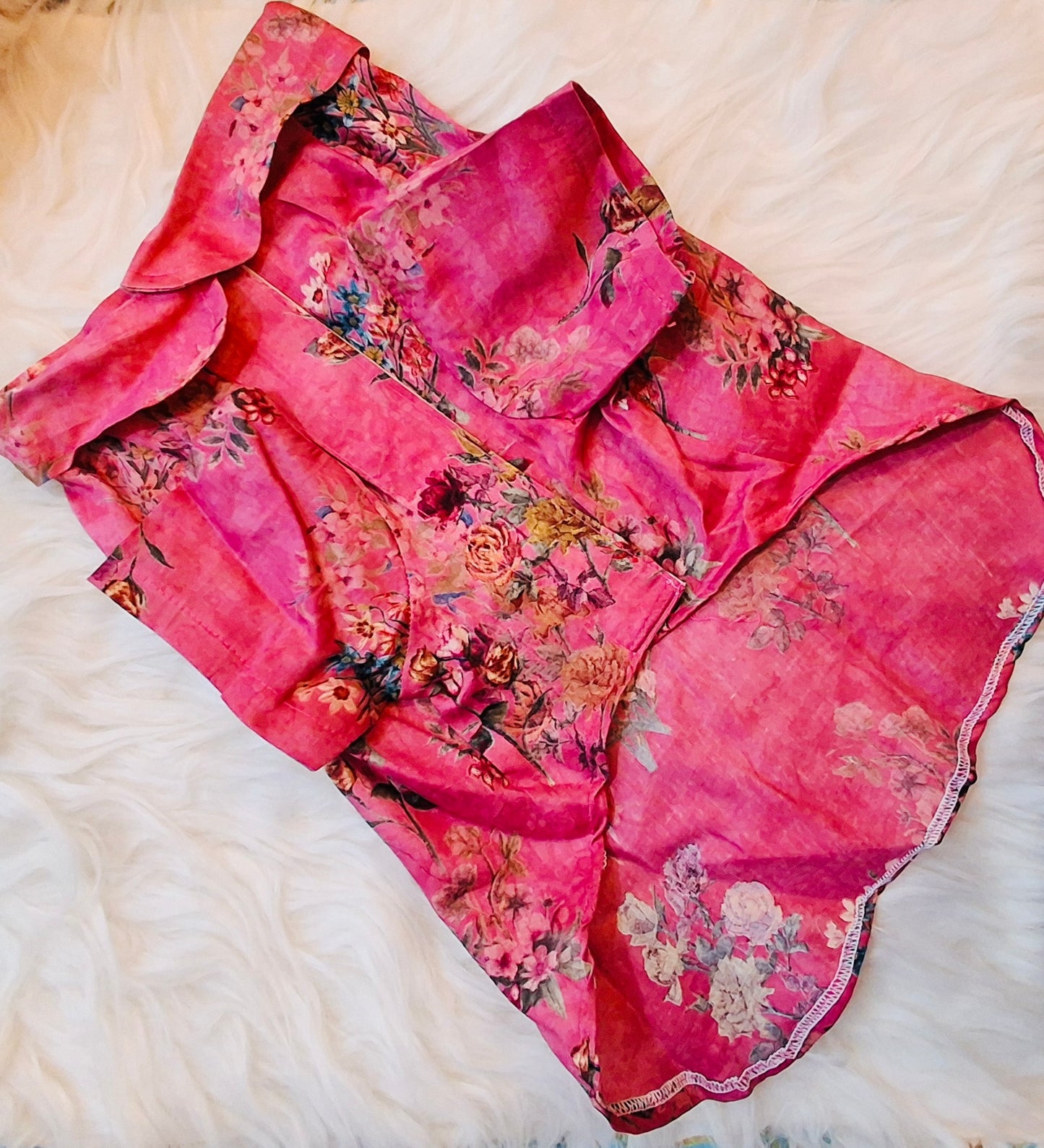 Pink flower themed shirt for cat and dog