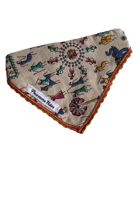 Warli Print Pet  Bandana