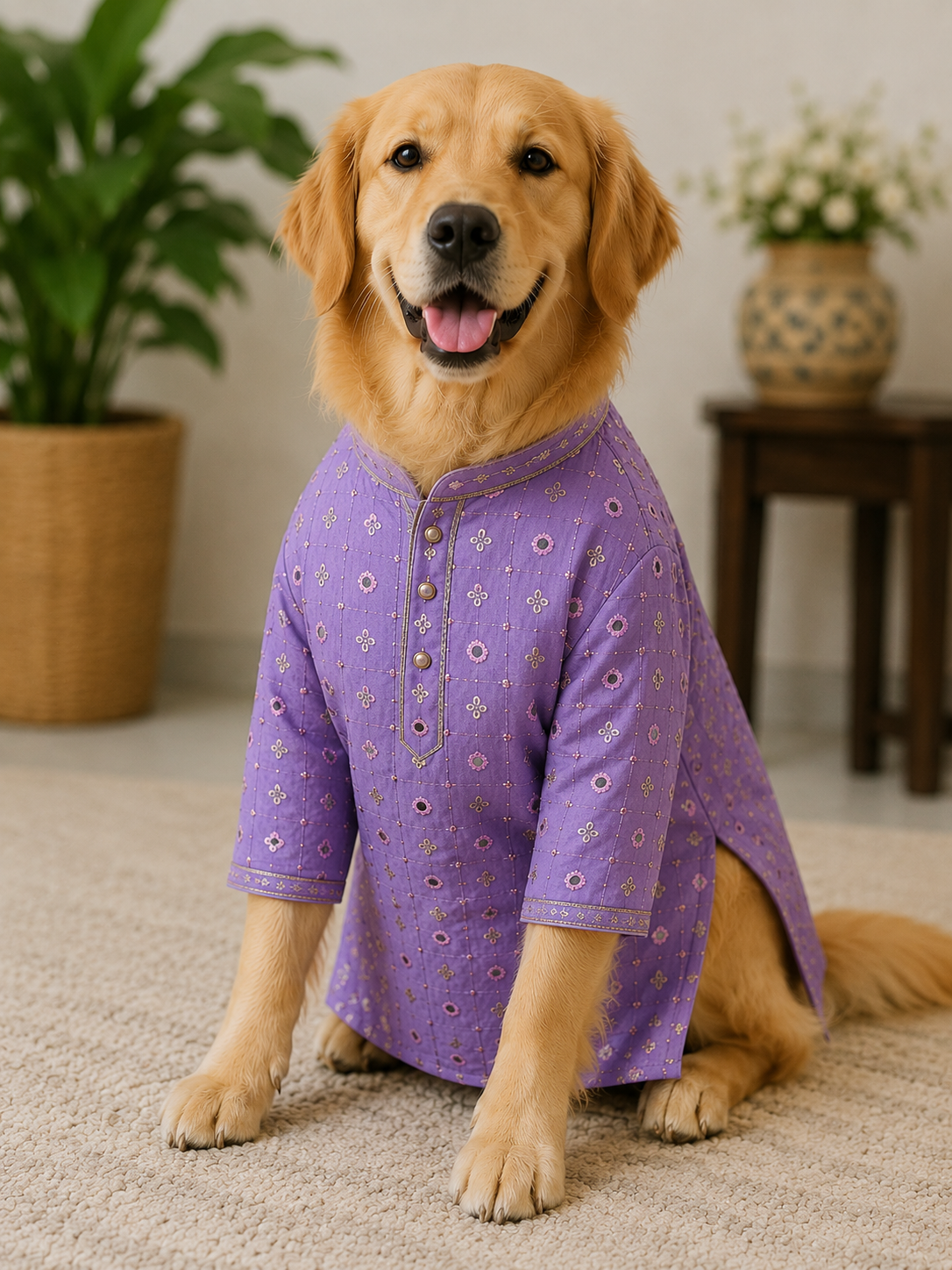 Mirror lavender silk kurta