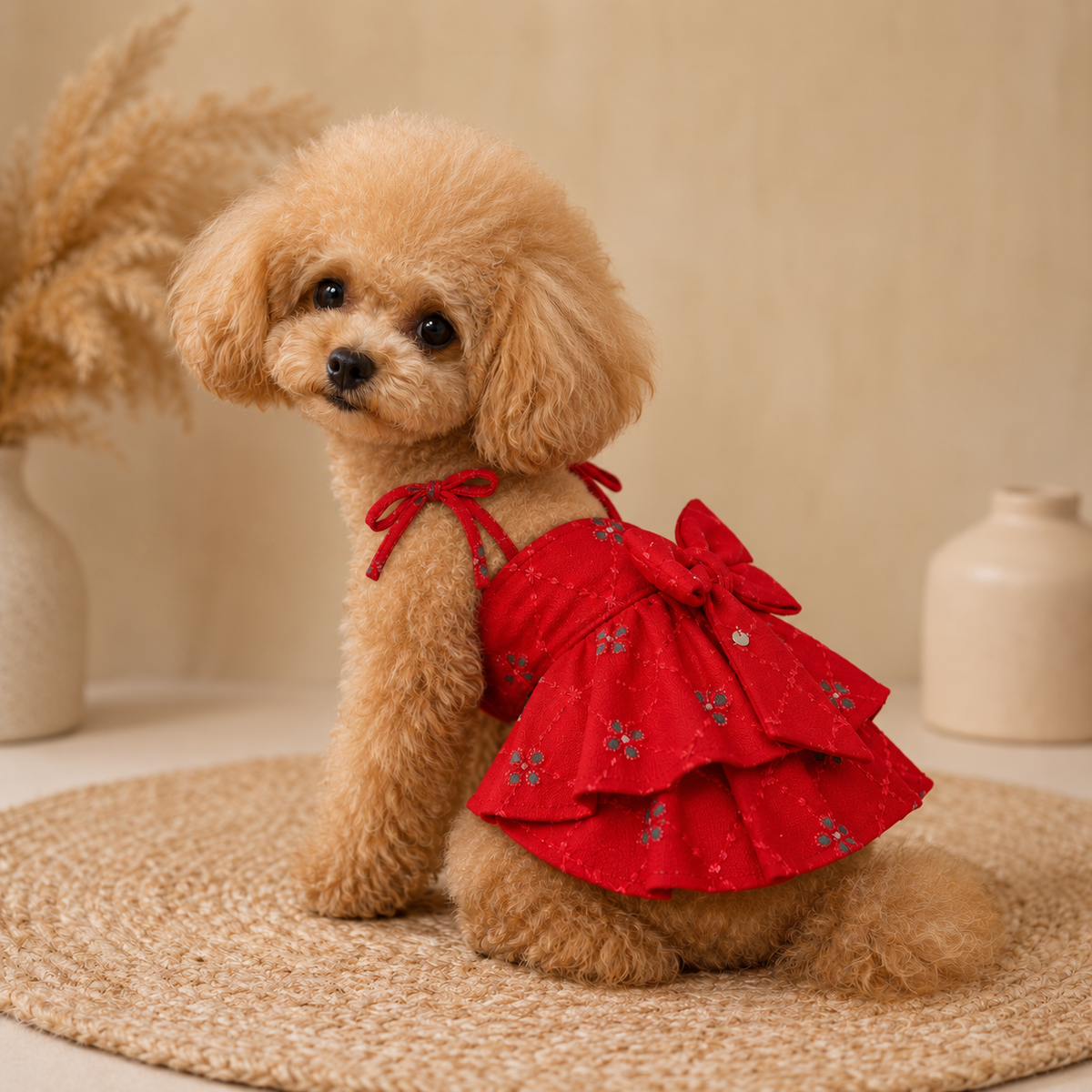 Red mirror Strip Dress