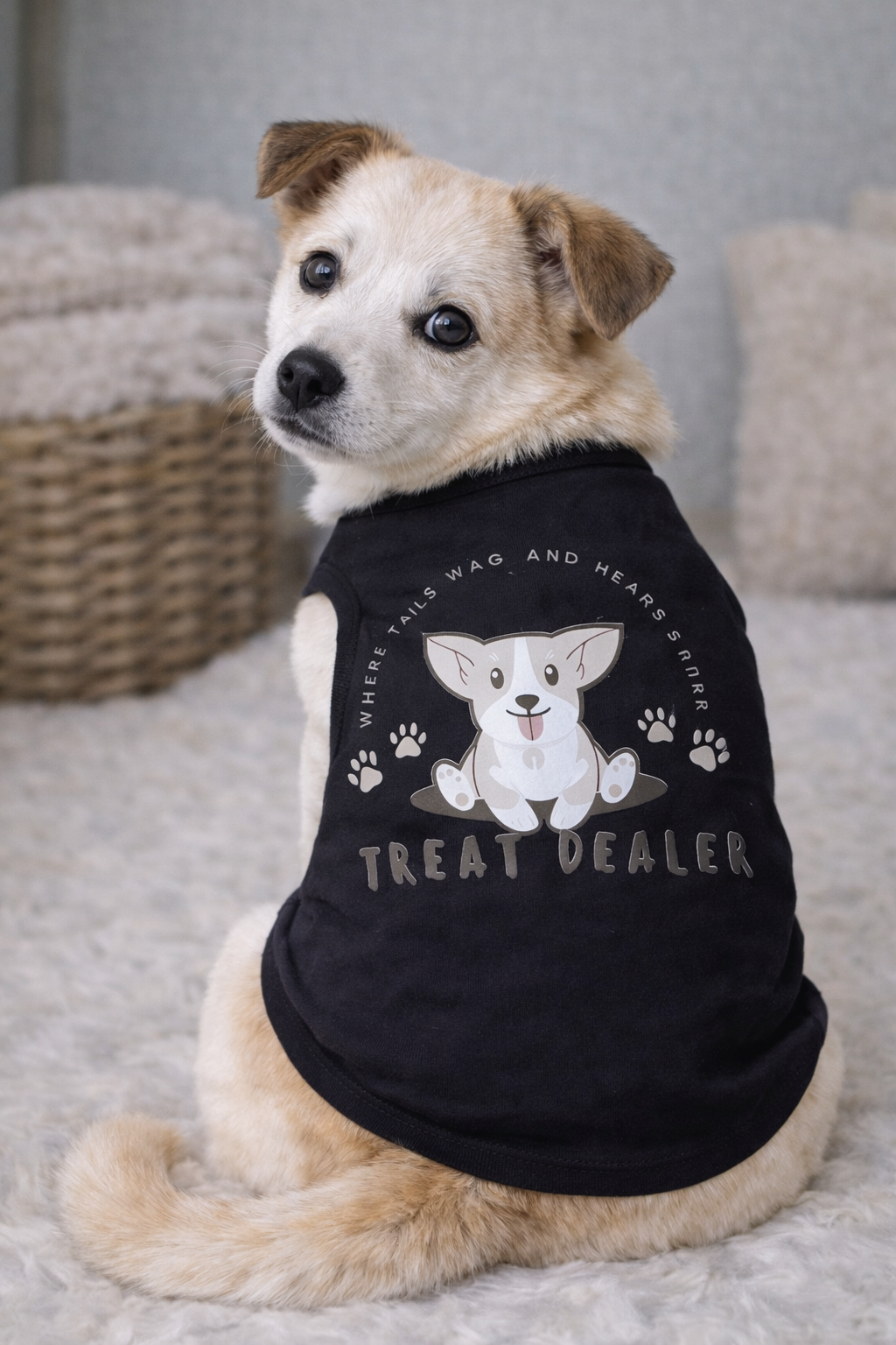Black Cotton Dog T-Shirt